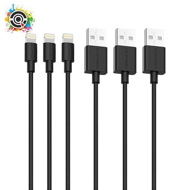 کابل تبدیل USB به لایتنینگ راوپاور مدل RP-CB045 بسته 3 عددی مشکی RAVPower RP-CB045 USB To Lightning Cable